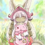  artist_request brown_eyes furry made_in_abyss nanachi_(made_in_abyss) rabbit smile white_hair 