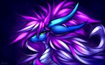  2017 dragon eyelashes feral green_eyes hair oksara purple_hair simple_background 