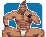  blue_eyes brown_hair muscles navel pubic_hair 