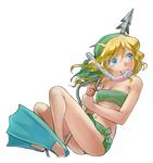  alternate_costume bandana blonde_hair blue_eyes flippers harpoon kasamoto_eri metal_slug metal_slug_attack official_art snorkel snorkel_in_mouth solo swimsuit transparent_background 