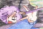 akazukin_chacha eyes_closed pencil purple_hair yakko 