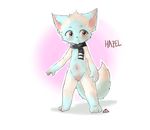  anthro blue_fur blush canine cub dog fur grey_eyes kemono ladouce male mammal navel scarf simple_background solo standing white_fur young 