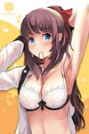  bra cleavage new_game! oikawa_sakura open_shirt signed takimoto_hifumi 