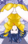  1girl 90s agent_aika artist_request ass blue_hair brown_eyes closed_mouth crotch delmo female golden_delmo long_hair looking_at_viewer looking_back panties petoriyacowa_rie pixiv small_breasts smile solo thighs top-down_bottom-up underwear white_panties 