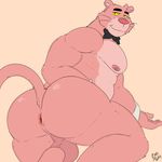  2017 anthro anus balls barazoku bow_tie feline male mammal nipples panther pink_panther presenting ringersoul solo 