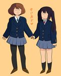  badartforrecess handholding hirasawa_yui k-on! leggings nakano_azusa school_uniform schoolgirl stockings uniform yuri 