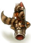  anthro anus balls brown_fur butt chumbasket clothing fur guardians_of_the_galaxy gun hand_on_butt male mammal marvel nude presenting raccoon ranged_weapon rocket_raccoon solo spread_butt spreading torn_clothing weapon 