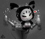  &lt;3 2015 animal_humanoid anthro arachnid arthropod balls black_eyes black_hair breasts clothing cum cum_on_face dizzy_demon erection fangs female hair hair_bow hair_ribbon handjob hearlesssoul humanoid male male/female monochrome muffet multi_eye multi_limb nipples penis pigtails ribbons sex smile spider spider_humanoid thick_thighs undertale video_games wide_hips 