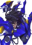  action black_hair dark_skin hair_ornament headwear_removed helmet helmet_removed ken19941028 open_mouth overwatch pharah_(overwatch) power_armor simple_background solo white_background 