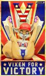  anthro anus breasts canine eyewear fangs female fourth_of_july fox glasses hi_res legs_up looking_at_viewer lt._fox_vixen mammal nipples poster presenting seductive smile spread_legs spreading squirrel_and_hedgehog teeth wastedtimeee 