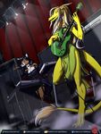  anthro blonde_hair cervine chinese claws clothing concert deer digital_media_(artwork) dragon dress female guitar hair holding_musical_instrument horn mammal musical_instrument oriental playing_guitar playing_music predaguy scalie yang-li 