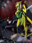  anthro blonde_hair cervine chinese claws clothing concert deer digital_media_(artwork) dragon dress female guitar hair holding_musical_instrument horn mammal musical_instrument oriental playing_guitar playing_music predaguy scalie yang-li 