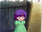  akazukin_chacha open_eyes open_mouth pajamas purple_hair standing yakko 