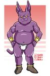  anime bulge cat champa dragon_ball dragon_ball_super dragon_ball_z feline gabshiba looking_at_viewer male mammal purple_skin smile solo 