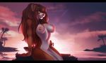  anthro breasts canine female ghostli looking_at_viewer mammal nipple_piercing nipples nude outside piercing smile solo wide_hips 