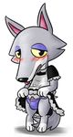  animal_crossing anthro blush canine chibi clothed clothing crossdressing embarrassed fang_(animal_crossing) krixata lift_skirt maid_uniform male mammal nintendo panties penis penis_tip solo tapering_penis underwear uniform video_games wolf 