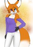 2016 5_fingers amber_(mancoin) anthro ballistic-cottontail black_fur black_nose breasts canine clothed clothing digital_media_(artwork) eyewear female fox foxyverse fur glasses hair heterochromia hi_res long_hair looking_at_viewer mammal multicolored_fur open_mouth orange_fur signature simple_background smile teeth white_fur 