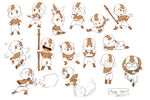  aang avatar:_the_last_airbender avatar_(series) bald character_sheet chibi eating element_bending fighting_stance glowing glowing_eyes highres looking_at_viewer momo_(avatar) monochrome multiple_views nemurism sitting staff tattoo wind 