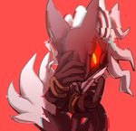  anthro big_ears claws close-up clothing demon fur glitch gloves glowing glowing_eyes headgear infinite_(sonic) looking_at_viewer male mask nude pointy_ears red_background sharp_claws simple_background solo sonic_forces standing unknown_artist video_games yellow_eyes 