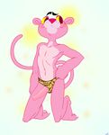  2013 blush feline fur kaboozey male mammal panther penis pink_fur pink_panther solo 