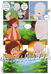  anonymous anthro big_breasts blush breasts breath brown_hair canine clothing comic female fox hair hi_res human japanese_clothing male mammal red_eyes rimi_(triuni) screaming shocked standing sweat triuni 