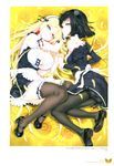  bishoujo_mangekyou happoubi_jin heels maid no_bra omega_star open_shirt pantsu pantyhose thighhighs 