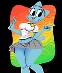  abstract_background badge_pins blue_fur breasts cartoon_network cat clothing feline female fur mammal mature_female nicole_watterson shirt skirt smile the_amazing_world_of_gumball wolftang 