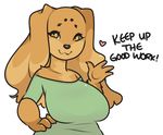  anthro big_breasts breasts brown_eyes brown_fur brown_nose canine cherrikissu clothed clothing dog dogmom english_text female fur mammal saluki simple_background solo text white_background 