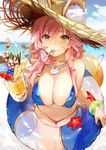  :3 animal_ears ball beachball bikini blue_bikini blue_ribbon blurry blurry_background bracelet breasts character_request cleavage cloud cloudy_sky covered_nipples day drink ears_through_headwear fate/apocrypha fate/extra fate/grand_order fate_(series) food fou_(fate/grand_order) fox_ears fox_tail fruit hair_ribbon hat holding holding_ball innertube jewelry jpeg_artifacts large_breasts leaning_forward long_hair looking_at_viewer marie_antoinette_(fate/grand_order) marie_antoinette_(swimsuit_caster)_(fate) mordred_(fate) mordred_(fate)_(all) mordred_(swimsuit_rider)_(fate) mouth_hold multiple_girls necklace ocean outdoors pink_hair red_bikini ribbon side-tie_bikini sky smile solo_focus souji_hougu spoon spoon_in_mouth starfish straw_hat strawberry summer sun_hat swimsuit tail tamamo_(fate)_(all) tamamo_no_mae_(fate) tamamo_no_mae_(swimsuit_lancer)_(fate) tropical_drink yellow_eyes 