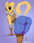  armor boots breasts butt camel_toe clothing feline footwear fur gloves katia_managan khajiit leaning leaning_forward looking_at_viewer looking_back mammal prequel smile solo the_elder_scrolls thick_thighs video_games wolftang yellow_fur yellow_sclera 