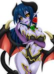  &gt;:d &gt;:p 1girl :d :p astaroth_(shinrabanshou) bare_shoulders black_detached_collar black_horns black_leotard black_sclera black_tail black_wings blue_hair blush breast_hold breasts bridal_gauntlets cowboy_shot demon demon_girl demon_horns demon_tail demon_wings detached_collar earrings elbow_gloves eyebrows_visible_through_hair fang female gloves grey_skin hair_between_eyes hand_up head_tilt heart heart_earrings highres horns jewelry kiramashi_(satsujinki) legs leotard long_hair naughty_face navel navel_cutout neck open_mouth pointy_ears purple_bridal_gauntlets purple_footwear purple_tongue red_wings revealing_clothes shinrabanshou simple_background single_thighhigh slit_pupils smile solo standing strapless strapless_leotard succubus tail thighhighs tongue tongue_out white_background wings yellow_eyes 