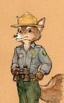  badge binoculars canine clothing disney forest_ranger fox hat looking_at_viewer male mammal nick_wilde police ranger steve_gallacci uniform zootopia 