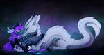  dragon duo eastern_dragon equine feathered_wings feathers female feral friendship_is_magic fur horn magnaluna male mammal my_little_pony night outside princess_luna_(mlp) sky smile star starry_sky white_fur winged_unicorn wings 