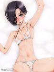  armpits bikini black_hair blush covered_nipples hair_over_one_eye kobayakawa_rinko love_plus see-through short_hair solo swimsuit white_bikini yoshijima_ataru 