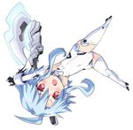  ahoge axe battle_axe blue_hair blush chibi gloves iwasi-r leotard looking_at_viewer neptune_(series) open_mouth power_symbol red_eyes short_hair_with_long_locks sidelocks solo symbol-shaped_pupils weapon white_heart 