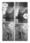  2017 anthro buckteeth canine clothed clothing comic crossover dialogue dipstick_ears disney duo english_text female fox greyscale judy_hopps lagomorph male mammal monochrome monoflax nick_wilde rabbit scarf sherlock_(series) teeth text trenchcoat zootopia 