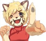  artist_request blonde_hair borrowed_character eyes_closed fu-chan furry open_mouth short_hair smile tiger 