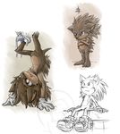  annoyed band-aid bandage black_nose brown_hair brown_quills clothing cub cute footwear fur gloves hair headstand hedgehog mammal monochrome multicolored_quills multiple_images quills shoes sitting sketch sonic_(series) sonic_the_hedgehog standing swirlything tan_fur tongue two_tone_quills young 