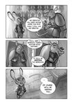  2017 anthro armadillo buckteeth clothed clothing comic crossover dialogue dipstick_ears disney duo english_text female greyscale judy_hopps lagomorph mammal monochrome monoflax rabbit sherlock_(series) teeth text zootopia 