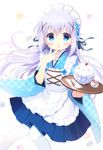  blue_eyes blue_hair blue_skirt checkered checkered_kimono eyebrows_visible_through_hair flower gochuumon_wa_usagi_desu_ka? hair_flower hair_ornament holding holding_tray japanese_clothes kafuu_chino kimono long_hair looking_at_viewer maid_headdress pantyhose parted_lips santa_matsuri short_sleeves skirt tippy_(gochiusa) tray wa_maid white_legwear x_hair_ornament 