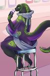 2017 alcohol anthro bar beverage big_breasts breasts butt cobra digital_media_(artwork) english_text eyebrows eyelashes female licking nipples qhala ratherdevious reptile scalie snake sylipher text tongue tongue_out virgin_killer 