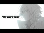  copyright_name dramatical_murder greyscale headphones headphones_around_neck highres honya_lala letterboxed long_hair male_focus monochrome nitro+_chiral parted_lips seragaki_aoba simple_background solo white_background 