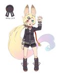  absurdly_long_hair animal_ears ass_visible_through_thighs bad_id bad_pixiv_id blonde_hair blue_eyes blue_hair boots braid bunny_ears collar full_body gradient_hair hair_ornament hand_up heterochromia jacket leash long_hair looking_at_viewer multicolored_hair navel nukomasu open_mouth original pink_hair red_eyes short_shorts shorts simple_background solo standing very_long_hair white_background 
