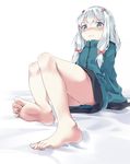  absurdres barefoot chen_bin eromanga_sensei feet highres izumi_sagiri legs silver_hair soles solo toes 