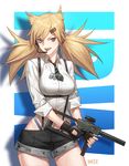  :d alternate_breast_size animal_ears artist_name bangs black_gloves black_shorts blonde_hair blue_eyes blue_panties breasts cat_ears character_name collared_shirt commentary_request contrapposto cowboy_shot eyebrows_visible_through_hair fang finger_on_trigger fingerless_gloves foregrip girls_frontline gloves gun hair_ornament hairclip haje headset highleg highleg_panties highres holding holding_gun holding_weapon idw_(girls_frontline) large_breasts long_hair looking_at_viewer older open_mouth panties parker-hale_idw shirt short_shorts shorts sleeves_rolled_up smile solo standing suppressor suspender_shorts suspenders teeth thighs tsurime twintails underwear v-shaped_eyebrows weapon white_shirt 