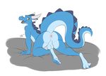  2015 3_toes absurd_res all_fours amber_eyes anthro anus backsack balls bent_over big_butt blue_body blue_scales brown_eyes butt claws digital_media_(artwork) digitigrade dragon erection fangs halbean hi_res horn inviting looking_at_viewer looking_back male naughty_face open_mouth penis perineum presenting presenting_hindquarters raised_tail rear_view reptile scales scalie smile solo spines submissive_male thick_tail toes tongue wyvrn_(character) 