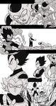  absurdres armor back-seamed_legwear black_eyes comic crossed_arms dragon_ball dragon_ball_z dragon_ball_z_fukkatsu_no_f frieza frown gloves golden_frieza greyscale highres looking_at_another looking_at_viewer looking_away looking_back monochrome multiple_boys open_mouth outstretched_arms outstretched_hand seamed_legwear serious simple_background smile spiked_hair star super_saiyan super_saiyan_blue surprised tail tkgsize vegeta white_background 