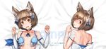  animal_ears arm_ribbon bangs bare_shoulders bed_sheet blue_choker blue_dress blue_ribbon blush bob_cut bolo_tie bow bow_dress brown_eyes brown_hair cat_ears choker clenched_hand close-up closed_mouth collarbone commentary_request dakimakura detached_sleeves dot_nose dress dress_bow eyebrows_visible_through_hair fang felix_argyle frilled_dress frills from_above from_behind ginhaha hair_bow hair_ribbon hand_up hands_up jewelry large_bow looking_at_viewer looking_back lying male_focus multiple_views no_choker no_detached_sleeves nose_blush on_back on_stomach open_mouth otoko_no_ko parted_bangs pendant re:zero_kara_hajimeru_isekai_seikatsu ribbon sample shiny shiny_hair short_eyebrows short_hair shoulder_blades spaghetti_strap strap_slip striped striped_ribbon text_focus thick_eyebrows torn_clothes torn_dress translation_request upper_body vertical-striped_dress vertical_stripes watermark white_bow white_dress 