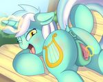  2017 amber_eyes animal_genitalia animal_pussy anus atmosseven bench butt clitoral_winking clitoris cutie_mark equine equine_pussy female feral friendship_is_magic hair horn looking_at_viewer looking_back lyra_heartstrings_(mlp) magic mammal multicolored_hair my_little_pony outside presenting presenting_pussy pussy pussy_juice solo spread_pussy spreading tongue tongue_out two_tone_hair unicorn 