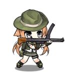  :d ;d animated animated_gif black_gloves black_legwear blonde_hair blush chibi closed_eyes cowboy_hat f1_(girls_frontline) fingerless_gloves girls_frontline gloves grey_eyes gun hat hat_tip holding holding_gun holding_weapon long_hair lowres official_art one_eye_closed open_clothes open_mouth open_vest pointing saru shemagh sidelocks simple_background smile socks solo standing submachine_gun twintails vest weapon white_background 